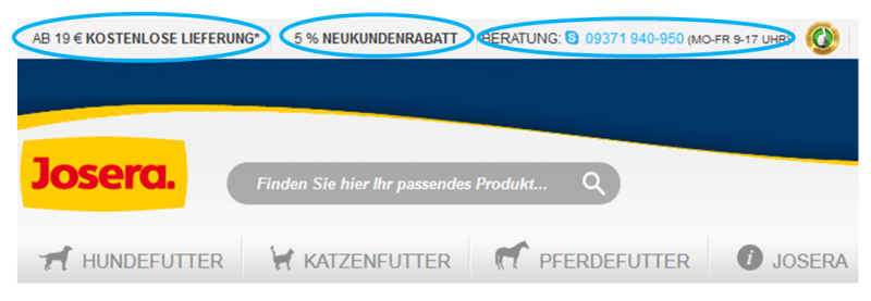 Conversion Header mit USPs