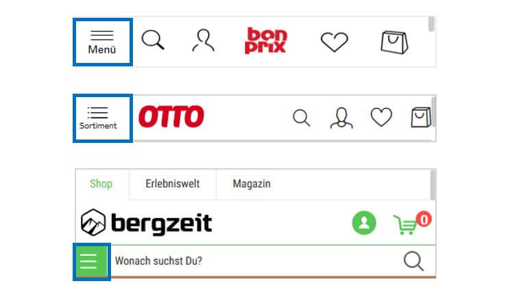 mobiles Menü 3 Best Practive Beispiele