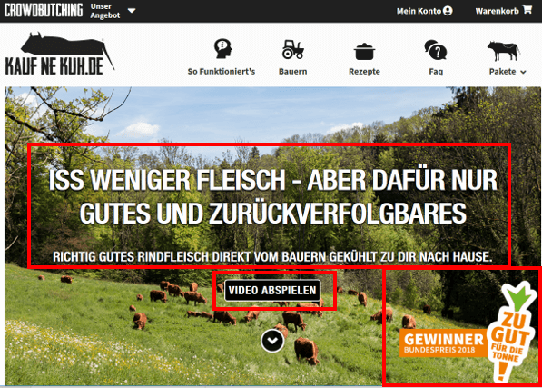Screenshot Startseite kaufnekuh.de