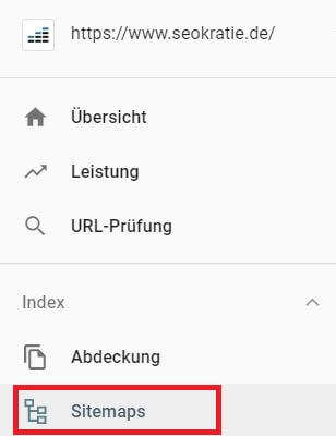 Sitemap-Menü in der Google Search Console