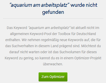 Keyword nicht im Sistrix Pool