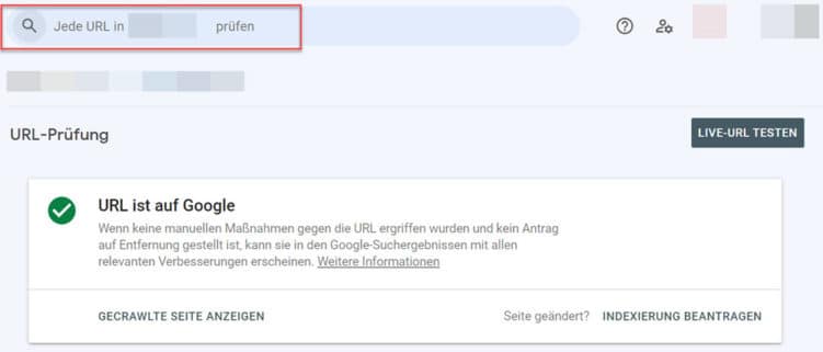 URL Prüftool Search Console