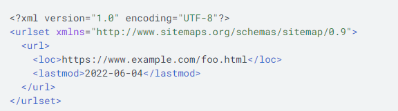 XML-Sitemap-Beispiel von Google