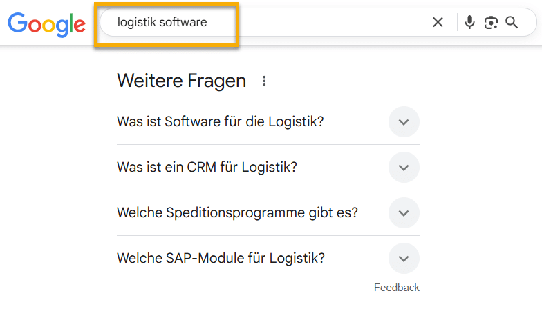 Weitere Fragen in Google-Suche