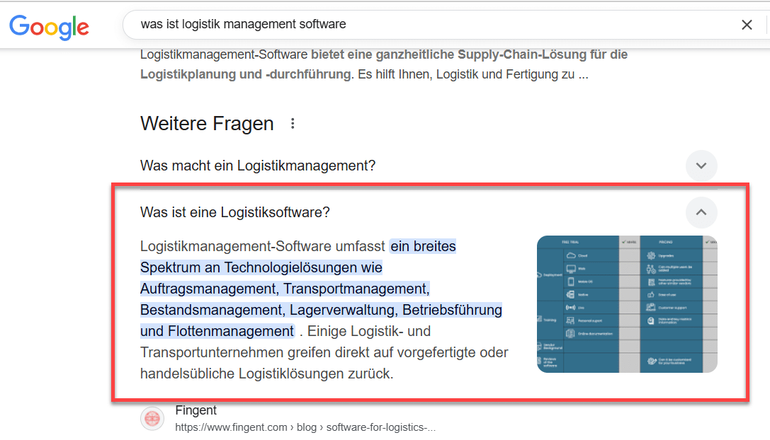 Weitere Fragen in SERPs geöffnet