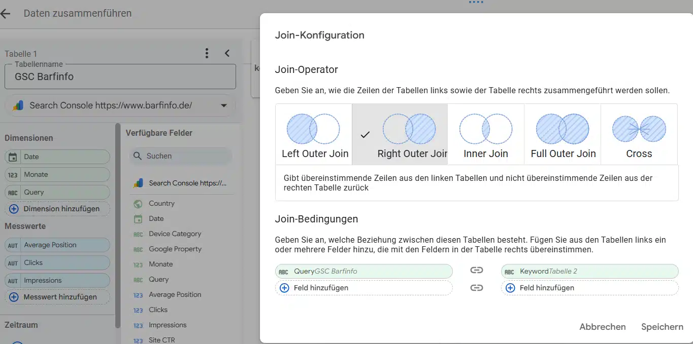 Screenshot für Join-Konfiguration