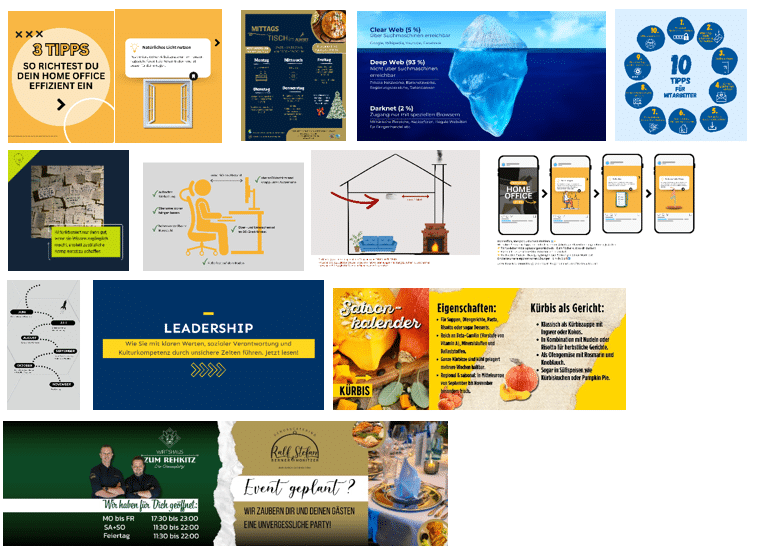 Reale Beispiele aus unserer täglichen Canva-Arbeit.