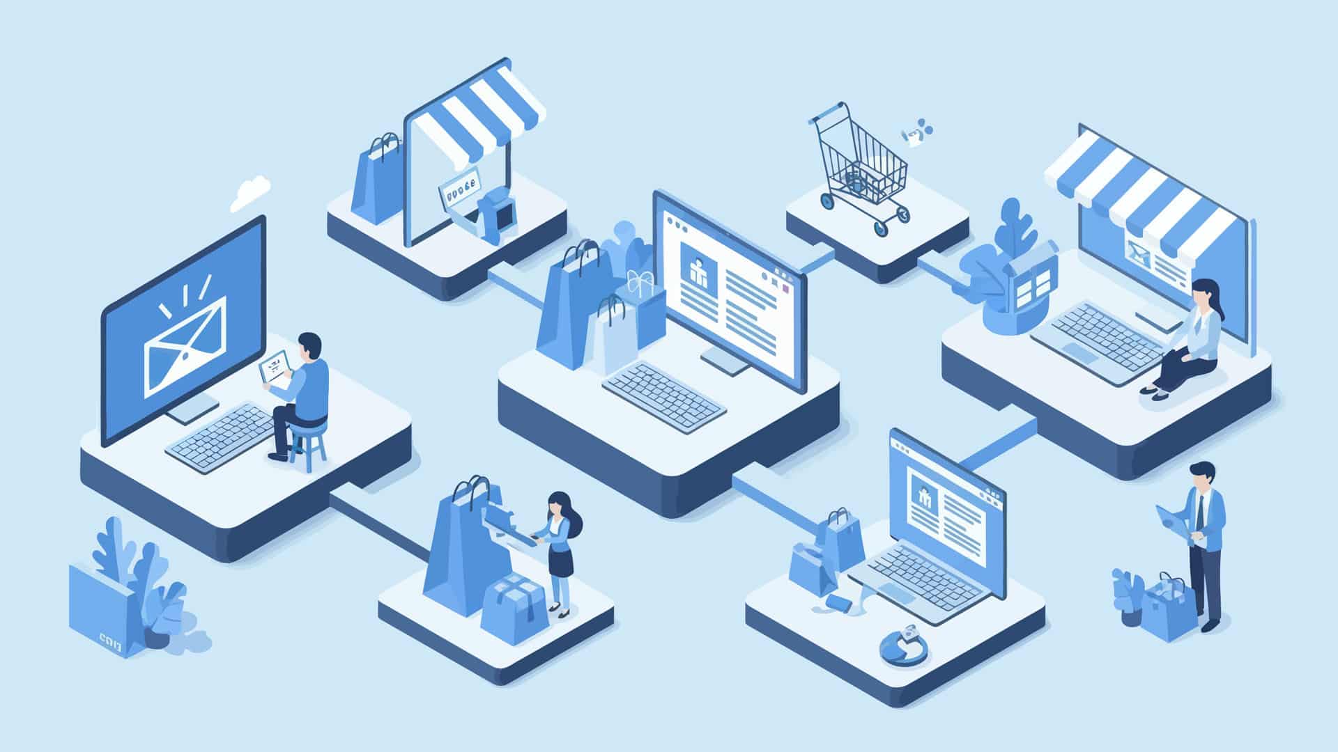 Illustrative Darstellung eines Netzwerks mit Bezug zu Käufen und Usern in einzelnen Elementen. 